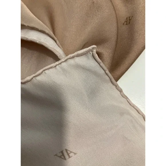 Armine Luxury Pure Silk Ombre All Over Logo Monogram Head Purse‎ Scarf Brown - Picture 6 of 8